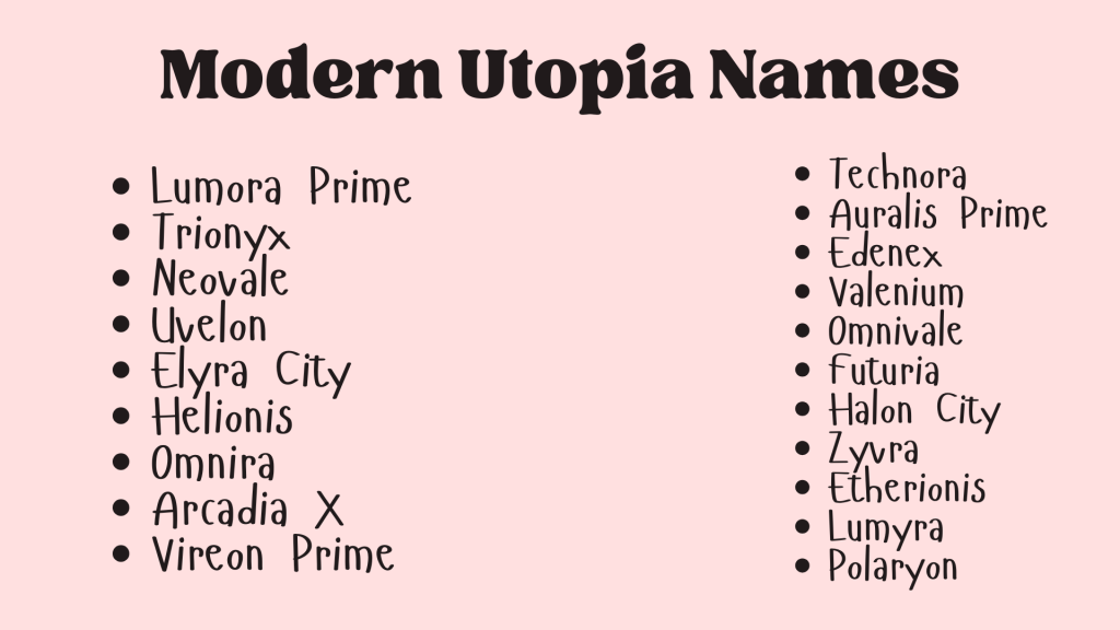 Modern Utopia Names